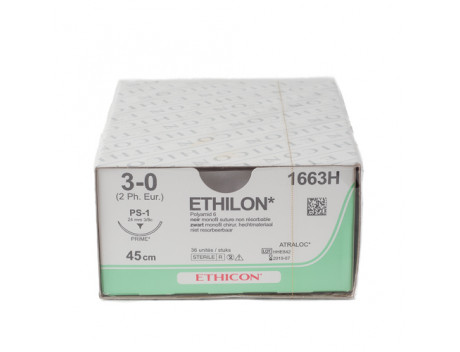 ETHICON HECHTDRAAD ETHILON USP3-0 PS-1 PRIME 45CM ZWART 1663H STERIEL