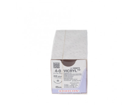 ETHICON HECHTDRAAD VICRYL USP4-0 BB PLUS 45CM VIOLET W9074 STERIEL