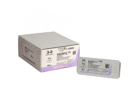 ETHICON HECHTDRAAD VICRYL M2 USP3-0 SINGLE ARMED FS-2 45CM VIOLET V393H
STERIEL