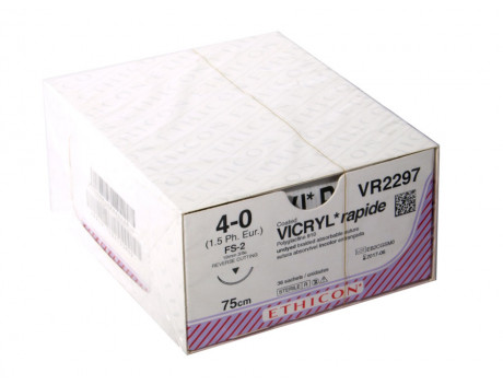 ETHICON HECHTDRAAD VICRYL RAPIDE M1.5 USP4-0 SINGLE ARMED FS-2 75CM
TRANSPARANT VR2297 STERIEL